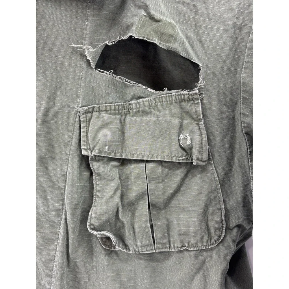 Vietnam Jacket 107 Combat Ripstop Slant Tropical Wind Ripped Mens Small